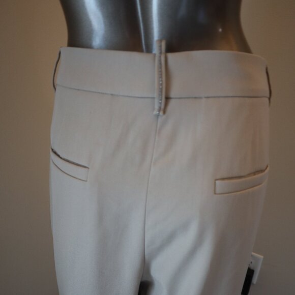 Brunello Cucinelli Beige Pants Monili Trim Belt Loop Virgin Wool Size 14 - Picture 7 of 10